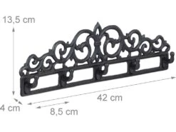 Patère Porte-manteaux Fonte Alu Maison 5 Crochets Antique Noir 13_0001950