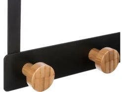 Patère De Porte En Métal Noir 5 Têtes En Bambou L 33 Cm -Electroménager Soldes accessoire de rangement 9608675