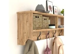 Portemanteau Åstorp à 15 Crochets 120 X 22 X 37 Cm Effet Chêne [en.casa] -Electroménager Soldes accessoire de rangement 9608707