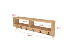Portemanteau Åstorp à 15 Crochets 120 X 22 X 37 Cm Effet Chêne [en.casa] -Electroménager Soldes accessoire de rangement 9608711