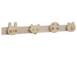 Patère Enfant En Bois 4 Crochets Animaux Sauvages