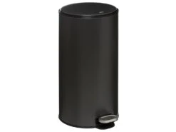Poubelle Ronde 30 Litres En Métal Noir Charbon