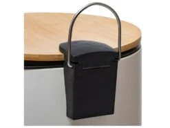 Poubelle 30 Litres En Métal Blanc Et Couvercle En Bambou -Electroménager Soldes accessoire et rangement cuisine 12590821