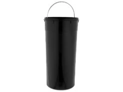 Poubelle 30 Litres En Métal Jaune Moutarde Et Couvercle En Bambou -Electroménager Soldes accessoire et rangement cuisine 12590887
