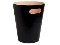 Corbeille à Papiers En Bois 7,5L Woodrow Noir
