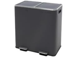 Poubelle Cuisine à Pédale Tri Des Déchets 2 Compartiments 2x30L Anthracite 60L