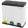 Poubelle Cuisine à Pédale Tri Des Déchets Avec 3 Compartiments 3x20L Blanc 60L