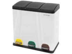 Poubelle Cuisine à Pédale Tri Des Déchets Avec 3 Compartiments 3x20L Blanc 60L
