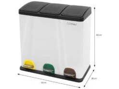 Poubelle Cuisine à Pédale Tri Des Déchets Avec 3 Compartiments 3x20L Blanc 60L -Electroménager Soldes accessoire et rangement cuisine 17591471