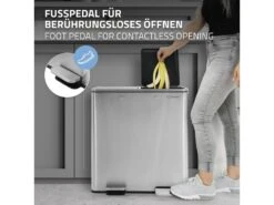 Poubelle Double Cuisine à Pédale Tri Déchets Ménagers 2 Bacs 2x30L Argent 60L -Electroménager Soldes accessoire et rangement cuisine 17591501