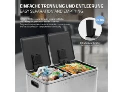 Poubelle Double Cuisine à Pédale Tri Déchets Ménagers 2 Bacs 2x30L Argent 60L -Electroménager Soldes accessoire et rangement cuisine 17591505