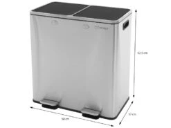 Poubelle Double Cuisine à Pédale Tri Déchets Ménagers 2 Bacs 2x30L Argent 60L -Electroménager Soldes accessoire et rangement cuisine 17591507
