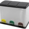 Poubelle Triple Cuisine à Pédale Tri Déchets Ménagers 3 Bacs 3x8 L Argentée 24L