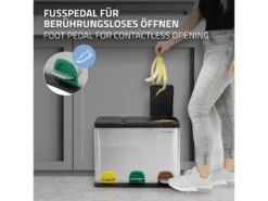 Poubelle Triple Cuisine à Pédale Tri Déchets Ménagers 3 Bacs 3x8 L Argentée 24L -Electroménager Soldes accessoire et rangement cuisine 17592703
