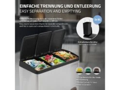 Poubelle Triple Cuisine à Pédale Tri Déchets Ménagers 3 Bacs 3x8 L Argentée 24L -Electroménager Soldes accessoire et rangement cuisine 17592705