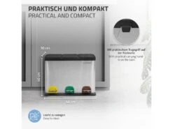 Poubelle Triple Cuisine à Pédale Tri Déchets Ménagers 3 Bacs 3x8 L Argentée 24L -Electroménager Soldes accessoire et rangement cuisine 17592707