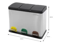 Poubelle Triple Cuisine à Pédale Tri Déchets Ménagers 3 Bacs 3x8 L Argentée 24L -Electroménager Soldes accessoire et rangement cuisine 17592709