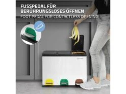 Poubelle Triple Cuisine à Pédale Tri Déchets Ménagers 3 Bacs 3 X 15L Blanc (45L) -Electroménager Soldes accessoire et rangement cuisine 17592727