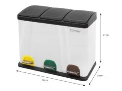 Poubelle Triple Cuisine à Pédale Tri Déchets Ménagers 3 Bacs 3 X 15L Blanc (45L) -Electroménager Soldes accessoire et rangement cuisine 17592733