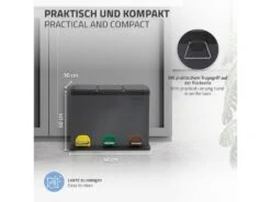 Poubelle Triple Cuisine à Pédale Tri Déchets Ménagers 3 Bacs 3x8L Anthracite 24L -Electroménager Soldes accessoire et rangement cuisine 17592779
