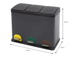 Poubelle Triple Cuisine à Pédale Tri Déchets Ménagers 3 Bacs 3x8L Anthracite 24L -Electroménager Soldes accessoire et rangement cuisine 17592781