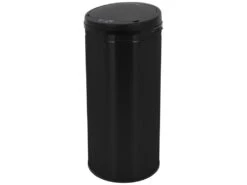 Poubelle 30L Avec Détecteur De Mouvement En Acier Inoxydable Ronde Noir Brillant