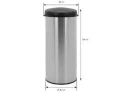 Poubelle 30L Avec Détecteur De Mouvement En Acier Inoxydable Ronde Argentée -Electroménager Soldes accessoire et rangement cuisine 17592975