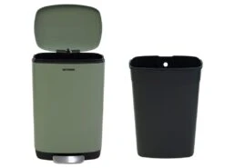 Poubelle De Recyclage Catter House Planeta 50L 42,5x34x63 Cm En Métal Avec Pédale, Bac Extractible Et Amortisseur, Vert Olive -Electroménager Soldes accessoire et rangement cuisine 21967059