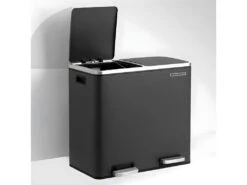 Poubelle De Recyclage Poubelle Double Seau 2 X 24 Litres 2 Compartiments Mécanisme Tampon Pédales Couvercle Acier Seau Intérieur En Plastique Poignée De Transport Noir Ltb48bk 12_0002471 -Electroménager Soldes accessoire et rangement cuisine 22261993