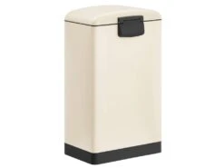 Poubelle 30 Litres Avec Pédale En Acier Seau Intérieur Et Couvercle Poignée Fermeture Discrète Hermétique Pour Cuisine Salon Blanc Cassée 12_0003608 -Electroménager Soldes accessoire et rangement cuisine 8831355