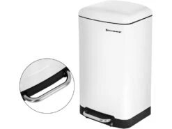Poubelle Cuisine 30 Litres Acier Blanc En Acier Inoxydable à Pédale 12_0000914 -Electroménager Soldes accessoire et rangement cuisine 8831377