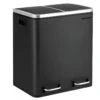 Poubelle En Métal 30 Litres Poubelle à Double Compartiment 2 X 15 Litres Avec Seaux Intérieurs Et Poignées Fermeture En Douceur Hermétique Noir 12_0002482 -Electroménager Soldes accessoire et rangement cuisine 8831383