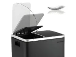 Poubelle En Métal 30 Litres Poubelle à Double Compartiment 2 X 15 Litres Avec Seaux Intérieurs Et Poignées Fermeture En Douceur Hermétique Noir 12_0002482 -Electroménager Soldes accessoire et rangement cuisine 8831387