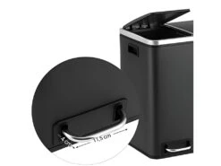 Poubelle En Métal 30 Litres Poubelle à Double Compartiment 2 X 15 Litres Avec Seaux Intérieurs Et Poignées Fermeture En Douceur Hermétique Noir 12_0002482 -Electroménager Soldes accessoire et rangement cuisine 8831389