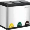 Poubelle De Cuisine Résistante Avec Pédales Et 3 Compartiments 24 Litres Tri Sélectif Inox 12_0000912/2 -Electroménager Soldes accessoire et rangement cuisine 9227785