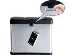 Poubelle De Cuisine Résistante Avec Pédales Et 3 Compartiments 24 Litres Tri Sélectif Inox 12_0000912/2 -Electroménager Soldes accessoire et rangement cuisine 9227789