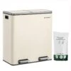 Poubelle à Double Compartiment 2 X 30 Litres Avec 15 Sacs Poubelles Pédales En Métal 2 Seaux En Plastique Couvercles Poignées Fermeture En Douceur Hermétique Blanc Cassé 12_0003607 -Electroménager Soldes accessoire et rangement cuisine 9227831