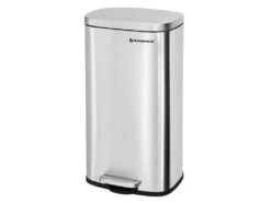 Poubelle De Cuisine à Pédale En Acier Inoxydable Seau Intérieur En Plastique Volume 30 Litres Fermeture En Douleur Anti-odeurs Argent Métallisé 12_0002479