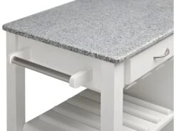 Grande Desserte à Roulettes OWEN - 1 Porte & 2 Tiroirs - Hévéa Et Granit -Electroménager Soldes accessoires rangement 227625