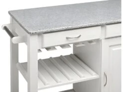 Grande Desserte à Roulettes OWEN - 1 Porte & 2 Tiroirs - Hévéa Et Granit -Electroménager Soldes accessoires rangement 227629