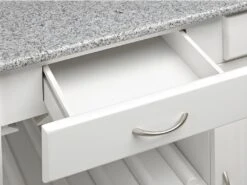 Grande Desserte à Roulettes OWEN - 1 Porte & 2 Tiroirs - Hévéa Et Granit -Electroménager Soldes accessoires rangement 227631