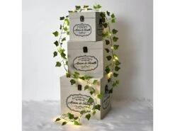 INGA - Lot De 3 Malles Cubes Tissu Blanc Motif Authentique -Electroménager Soldes banc bout de lit malle et coffre 10019963