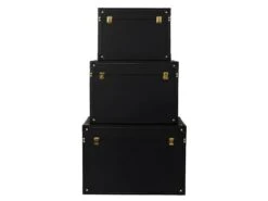 NICOLAS - Lot De 3 Malles De Rangement Vintage Noir Et Or