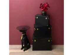 NICOLAS - Lot De 3 Malles De Rangement Vintage Noir Et Or -Electroménager Soldes banc bout de lit malle et coffre 10020031