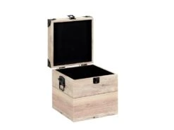 SAMA - Lot De 3 Malles Cubes Aspect Bois Rosé -Electroménager Soldes banc bout de lit malle et coffre 10020065