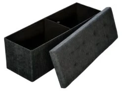 Banc Coffre De Rangement Pliable Tissu Gris Foncé 2208147 -Electroménager Soldes banc bout de lit malle et coffre 8842651