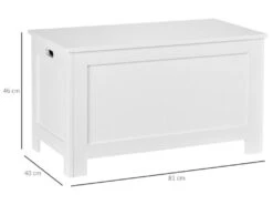 HOMCOM Coffre Malle De Rangement 81L X 40l X 46H Cm MDF Blanc -Electroménager Soldes banc bout de lit malle et coffre 8926405