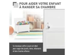 HOMCOM Coffre Malle De Rangement 81L X 40l X 46H Cm MDF Blanc -Electroménager Soldes banc bout de lit malle et coffre 8926409