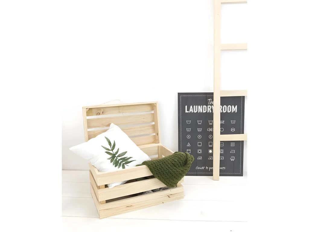 Coffre En Bois Naturel 39x33x30,5cm 6 Coffre En Bois Naturel 39x33x30,5cm – Image 4