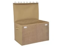 Coffre Pliant En Jute + Pompons Atmosphera - Naturel -Electroménager Soldes banc bout de lit malle et coffre 8926467